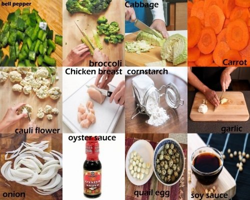 Chop suey ingredients